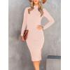 imageANRABESS Women Long Sleeve Turtleneck Slim Fit Ribbed Knit Slit Cocktail Party Sweater Midi Dress 2024 Trendy Fall OutfitsPink