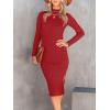 imageANRABESS Women Long Sleeve Turtleneck Slim Fit Ribbed Knit Slit Cocktail Party Sweater Midi Dress 2024 Trendy Fall OutfitsRed