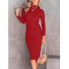 imageANRABESS Women Long Sleeve Turtleneck Slim Fit Ribbed Knit Slit Cocktail Party Sweater Midi Dress 2024 Trendy Fall OutfitsRed