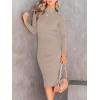 imageANRABESS Women Long Sleeve Turtleneck Slim Fit Ribbed Knit Slit Cocktail Party Sweater Midi Dress 2024 Trendy Fall OutfitsRed Apricot