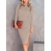 imageANRABESS Women Long Sleeve Turtleneck Slim Fit Ribbed Knit Slit Cocktail Party Sweater Midi Dress 2024 Trendy Fall OutfitsRed Apricot