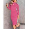 imageANRABESS Women Long Sleeve Turtleneck Slim Fit Ribbed Knit Slit Cocktail Party Sweater Midi Dress 2024 Trendy Fall OutfitsRose