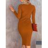 imageANRABESS Women Long Sleeve Turtleneck Slim Fit Ribbed Knit Slit Cocktail Party Sweater Midi Dress 2024 Trendy Fall OutfitsRust