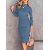 imageANRABESS Women Long Sleeve Turtleneck Slim Fit Ribbed Knit Slit Cocktail Party Sweater Midi Dress 2024 Trendy Fall OutfitsTeal