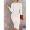 imageANRABESS Women Long Sleeve Turtleneck Slim Fit Ribbed Knit Slit Cocktail Party Sweater Midi Dress 2024 Trendy Fall OutfitsWhite