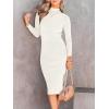 imageANRABESS Women Long Sleeve Turtleneck Slim Fit Ribbed Knit Slit Cocktail Party Sweater Midi Dress 2024 Trendy Fall OutfitsWhite