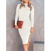 imageANRABESS Women Long Sleeve Turtleneck Slim Fit Ribbed Knit Slit Cocktail Party Sweater Midi Dress 2024 Trendy Fall OutfitsWhite
