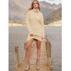 imageANRABESS Women Oversized Sweater Dress Turtleneck Batwing Long Sleeve Ribbed Knit Loose 2025 Fall Winter Casual Short DressApricot
