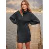 imageANRABESS Women Oversized Sweater Dress Turtleneck Batwing Long Sleeve Ribbed Knit Loose 2025 Fall Winter Casual Short DressBlack