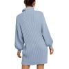 imageANRABESS Women Oversized Sweater Dress Turtleneck Batwing Long Sleeve Ribbed Knit Loose 2025 Fall Winter Casual Short DressBlue
