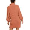 imageANRABESS Women Oversized Sweater Dress Turtleneck Batwing Long Sleeve Ribbed Knit Loose 2025 Fall Winter Casual Short DressCarmine