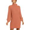 imageANRABESS Women Oversized Sweater Dress Turtleneck Batwing Long Sleeve Ribbed Knit Loose 2025 Fall Winter Casual Short DressCarmine