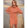 imageANRABESS Women Oversized Sweater Dress Turtleneck Batwing Long Sleeve Ribbed Knit Loose 2025 Fall Winter Casual Short DressCarmine
