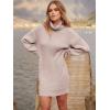 imageANRABESS Women Oversized Sweater Dress Turtleneck Batwing Long Sleeve Ribbed Knit Loose 2025 Fall Winter Casual Short DressLight Pink