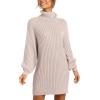 imageANRABESS Women Oversized Sweater Dress Turtleneck Batwing Long Sleeve Ribbed Knit Loose 2025 Fall Winter Casual Short DressLight Pink