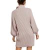 imageANRABESS Women Oversized Sweater Dress Turtleneck Batwing Long Sleeve Ribbed Knit Loose 2025 Fall Winter Casual Short DressLight Pink