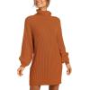 imageANRABESS Women Oversized Sweater Dress Turtleneck Batwing Long Sleeve Ribbed Knit Loose 2025 Fall Winter Casual Short DressPumpkin