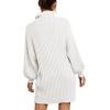 imageANRABESS Women Oversized Sweater Dress Turtleneck Batwing Long Sleeve Ribbed Knit Loose 2025 Fall Winter Casual Short DressWhite