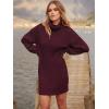 imageANRABESS Women Oversized Sweater Dress Turtleneck Batwing Long Sleeve Ribbed Knit Loose 2025 Fall Winter Casual Short DressWine
