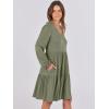 imageANRABESS Womens Casual Long Sleeve V Neck Tiered Swing Flowy Loose Aline Cute Mini Short Spring Fall DressArmy Green