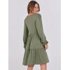imageANRABESS Womens Casual Long Sleeve V Neck Tiered Swing Flowy Loose Aline Cute Mini Short Spring Fall DressArmy Green
