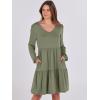 imageANRABESS Womens Casual Long Sleeve V Neck Tiered Swing Flowy Loose Aline Cute Mini Short Spring Fall DressArmy Green