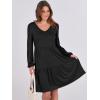 imageANRABESS Womens Casual Long Sleeve V Neck Tiered Swing Flowy Loose Aline Cute Mini Short Spring Fall DressBlack
