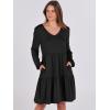 imageANRABESS Womens Casual Long Sleeve V Neck Tiered Swing Flowy Loose Aline Cute Mini Short Spring Fall DressBlack