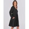imageANRABESS Womens Casual Long Sleeve V Neck Tiered Swing Flowy Loose Aline Cute Mini Short Spring Fall DressBlack