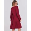 imageANRABESS Womens Casual Long Sleeve V Neck Tiered Swing Flowy Loose Aline Cute Mini Short Spring Fall DressBurgundy