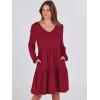 imageANRABESS Womens Casual Long Sleeve V Neck Tiered Swing Flowy Loose Aline Cute Mini Short Spring Fall DressBurgundy