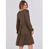 imageANRABESS Womens Casual Long Sleeve V Neck Tiered Swing Flowy Loose Aline Cute Mini Short Spring Fall DressCoffee