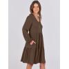 imageANRABESS Womens Casual Long Sleeve V Neck Tiered Swing Flowy Loose Aline Cute Mini Short Spring Fall DressCoffee