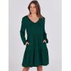 imageANRABESS Womens Casual Long Sleeve V Neck Tiered Swing Flowy Loose Aline Cute Mini Short Spring Fall DressDeep Green