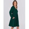 imageANRABESS Womens Casual Long Sleeve V Neck Tiered Swing Flowy Loose Aline Cute Mini Short Spring Fall DressDeep Green