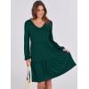 imageANRABESS Womens Casual Long Sleeve V Neck Tiered Swing Flowy Loose Aline Cute Mini Short Spring Fall DressDeep Green