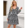 imageANRABESS Womens Casual Long Sleeve V Neck Tiered Swing Flowy Loose Aline Cute Mini Short Spring Fall DressFloral Black