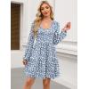 imageANRABESS Womens Casual Long Sleeve V Neck Tiered Swing Flowy Loose Aline Cute Mini Short Spring Fall DressFloral Blue