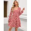 imageANRABESS Womens Casual Long Sleeve V Neck Tiered Swing Flowy Loose Aline Cute Mini Short Spring Fall DressFloral Red