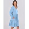 imageANRABESS Womens Casual Long Sleeve V Neck Tiered Swing Flowy Loose Aline Cute Mini Short Spring Fall DressLight Blue