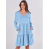 imageANRABESS Womens Casual Long Sleeve V Neck Tiered Swing Flowy Loose Aline Cute Mini Short Spring Fall DressLight Blue