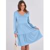 imageANRABESS Womens Casual Long Sleeve V Neck Tiered Swing Flowy Loose Aline Cute Mini Short Spring Fall DressLight Blue