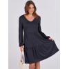 imageANRABESS Womens Casual Long Sleeve V Neck Tiered Swing Flowy Loose Aline Cute Mini Short Spring Fall DressNavy Blue