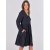 imageANRABESS Womens Casual Long Sleeve V Neck Tiered Swing Flowy Loose Aline Cute Mini Short Spring Fall DressNavy Blue