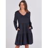 imageANRABESS Womens Casual Long Sleeve V Neck Tiered Swing Flowy Loose Aline Cute Mini Short Spring Fall DressNavy Blue