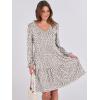 imageANRABESS Womens Casual Long Sleeve V Neck Tiered Swing Flowy Loose Aline Cute Mini Short Spring Fall DressPrint Dot White