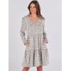 imageANRABESS Womens Casual Long Sleeve V Neck Tiered Swing Flowy Loose Aline Cute Mini Short Spring Fall DressPrint Dot White