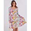 imageANRABESS Womens Casual Long Sleeve V Neck Tiered Swing Flowy Loose Aline Cute Mini Short Spring Fall DressPrint Floral