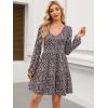 imageANRABESS Womens Casual Long Sleeve V Neck Tiered Swing Flowy Loose Aline Cute Mini Short Spring Fall DressPrint Floral Black