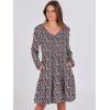 imageANRABESS Womens Casual Long Sleeve V Neck Tiered Swing Flowy Loose Aline Cute Mini Short Spring Fall DressPrint Floral Black